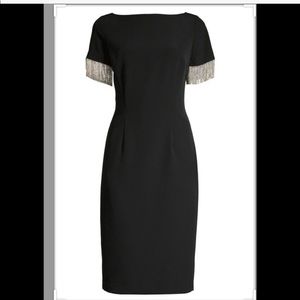 Trina Turk Rhinestone Fringe Sleeve Dress